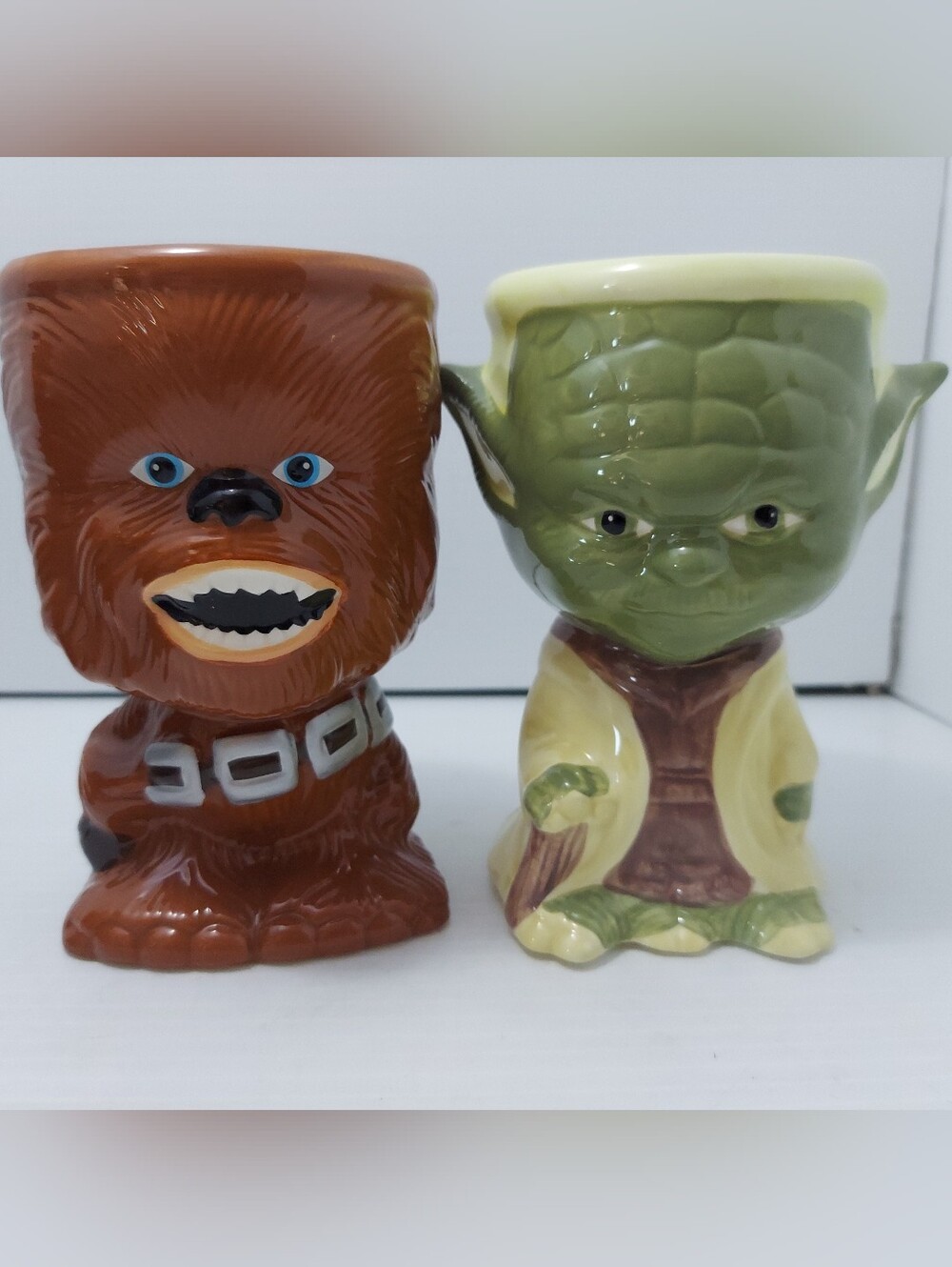 Star Wars Chewbacca & Yoda 6" Galerie Cups Mugs Goblets Ceramic Planter Set Of 2